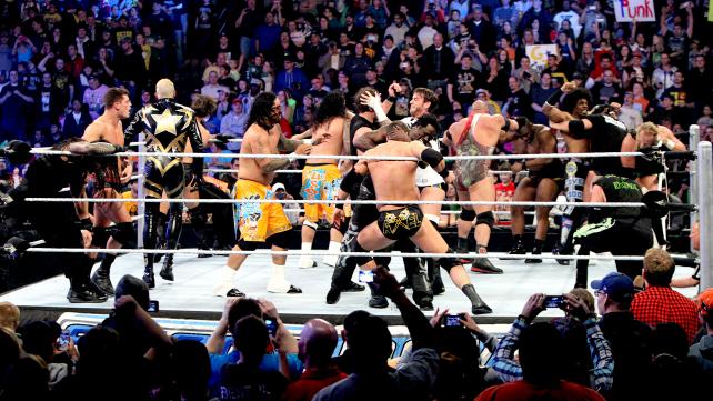 Cue the obligatory ring-filled brawl to end the show leading up to the Royal Rumble! [Photo courtesy of WWE.com]